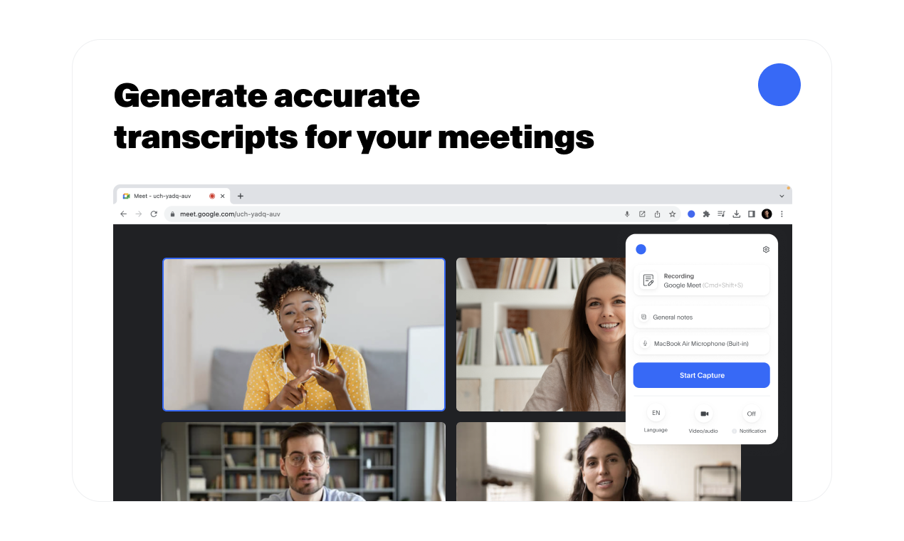 Extensión Transcript de Chrome para reuniones